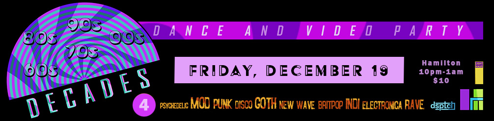 Decades Video Dance Party at Doors in Hamilton - Two songs from each decade and again!